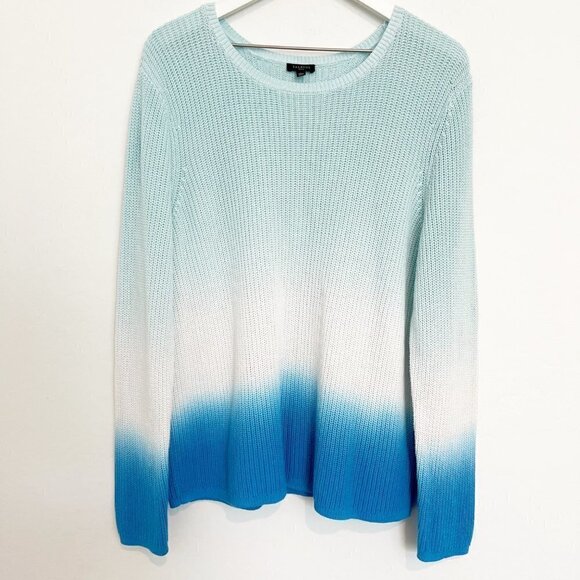 Talbots Petite Scoop Neck Long Sleeve Colorblock Ombre Knit Sweater Size XLP - Picture 1 of 8